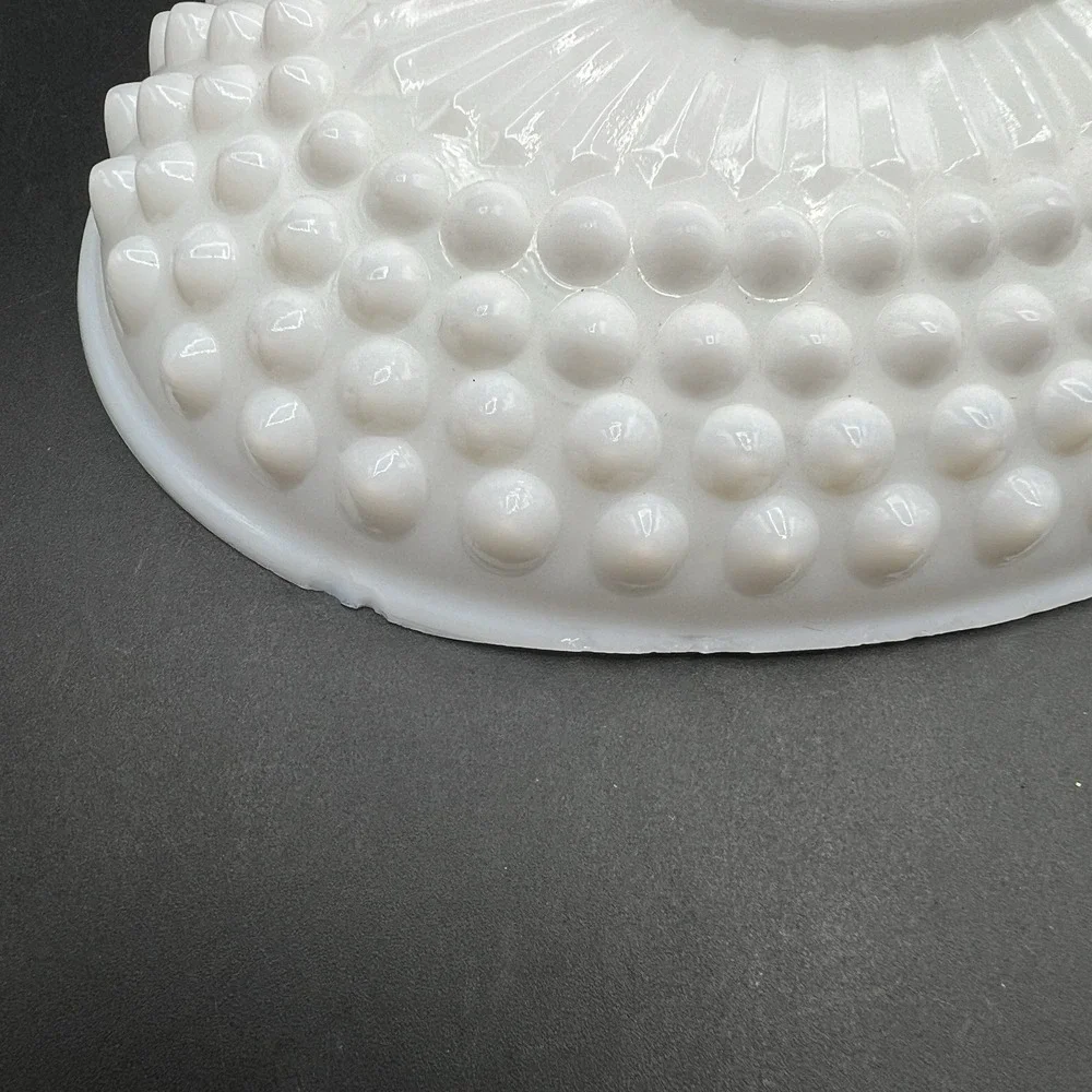 VTG Fenton White Milk Glass Hobnail Oval Footed‎ Covered Candy Dish with Lid